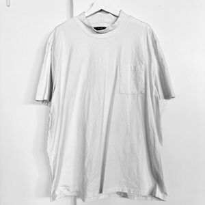 Only & Sons Men’s White Cotton Mock Neck Tshirt with Chest Pocket Turtleneck